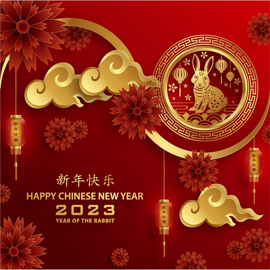 2023兔年中国风新年春节剪纸风节日宣传插画海报背景展板AI素材【086】